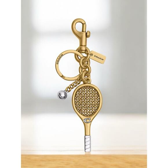 NWT Coach CCD42 Tennis Racket Bag Charm Key Ring - Picture 1 of 4